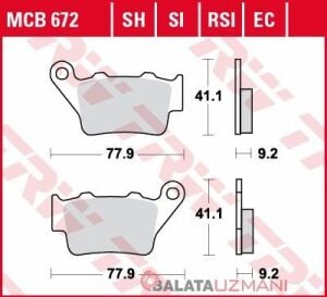 BMW F750 F 850  ABS   Arka Sinter Fren Balatasi TRW MCB672SH