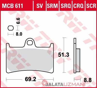 Yamaha MT-09 900 A, TRA (2015-> --) Ön Sinter Fren Balatasi TRW MCB611SV*