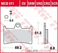 Yamaha TDM 900, A ABS (2002->2013) Ön Sinter Fren Balatasi TRW MCB611SV*
