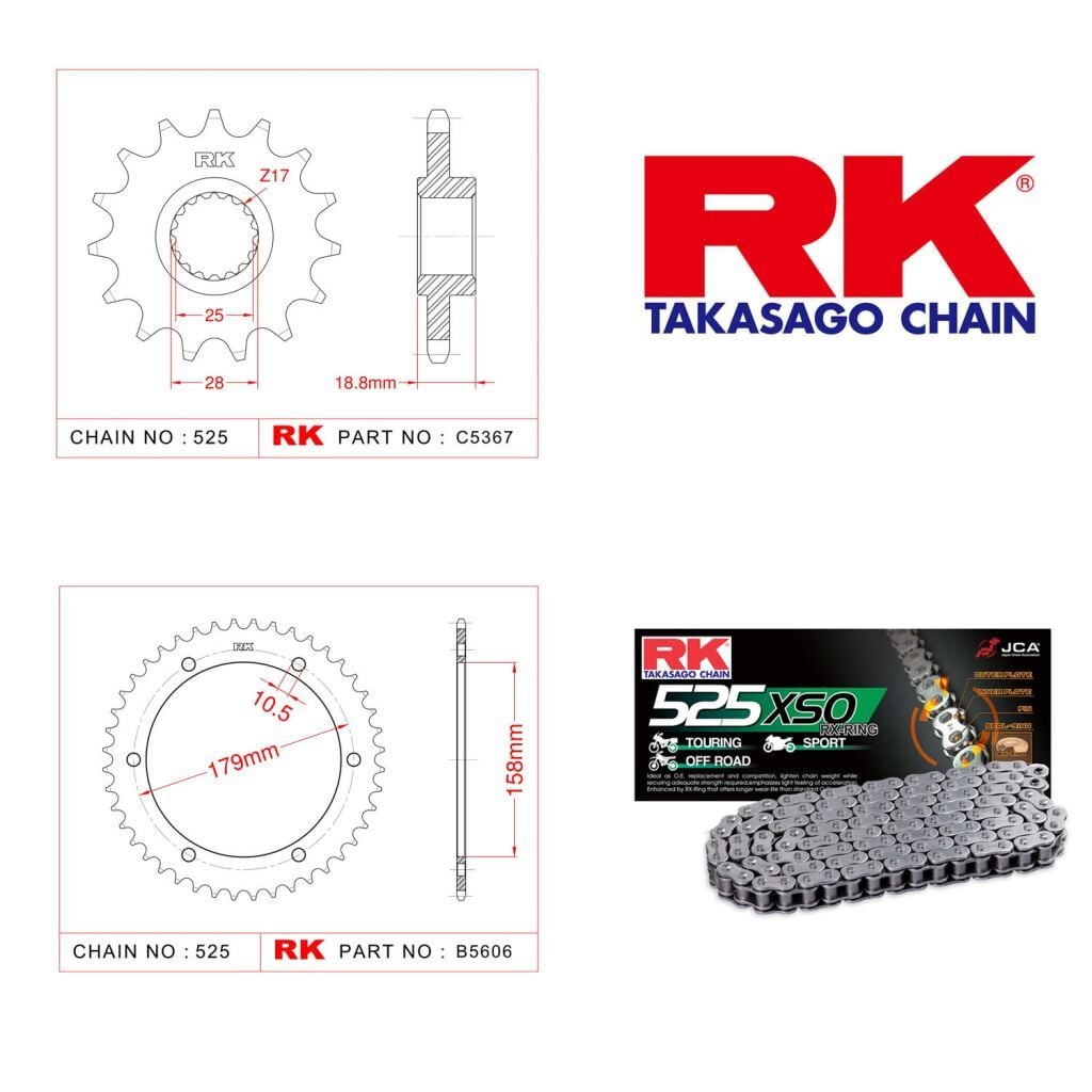 Aprilia ETV 1000 CAPONORD Rk X-ring Zincir Dişli Set 525 XSO-17/45T
