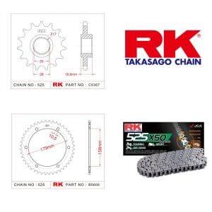Aprilia ETV 1000 CAPONORD Rk X-ring Zincir Dişli Set 525 XSO-17/45T