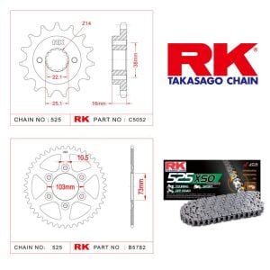 Ducati MULTISTRADA 950 Rk X-ring Zincir Dişli Set 525 XSO 114 L-14/43T