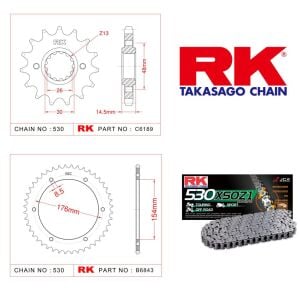 Suzuki GSX-S 1000 Rk X-ring Zincir Dişli Set 525 XSO 17/44T