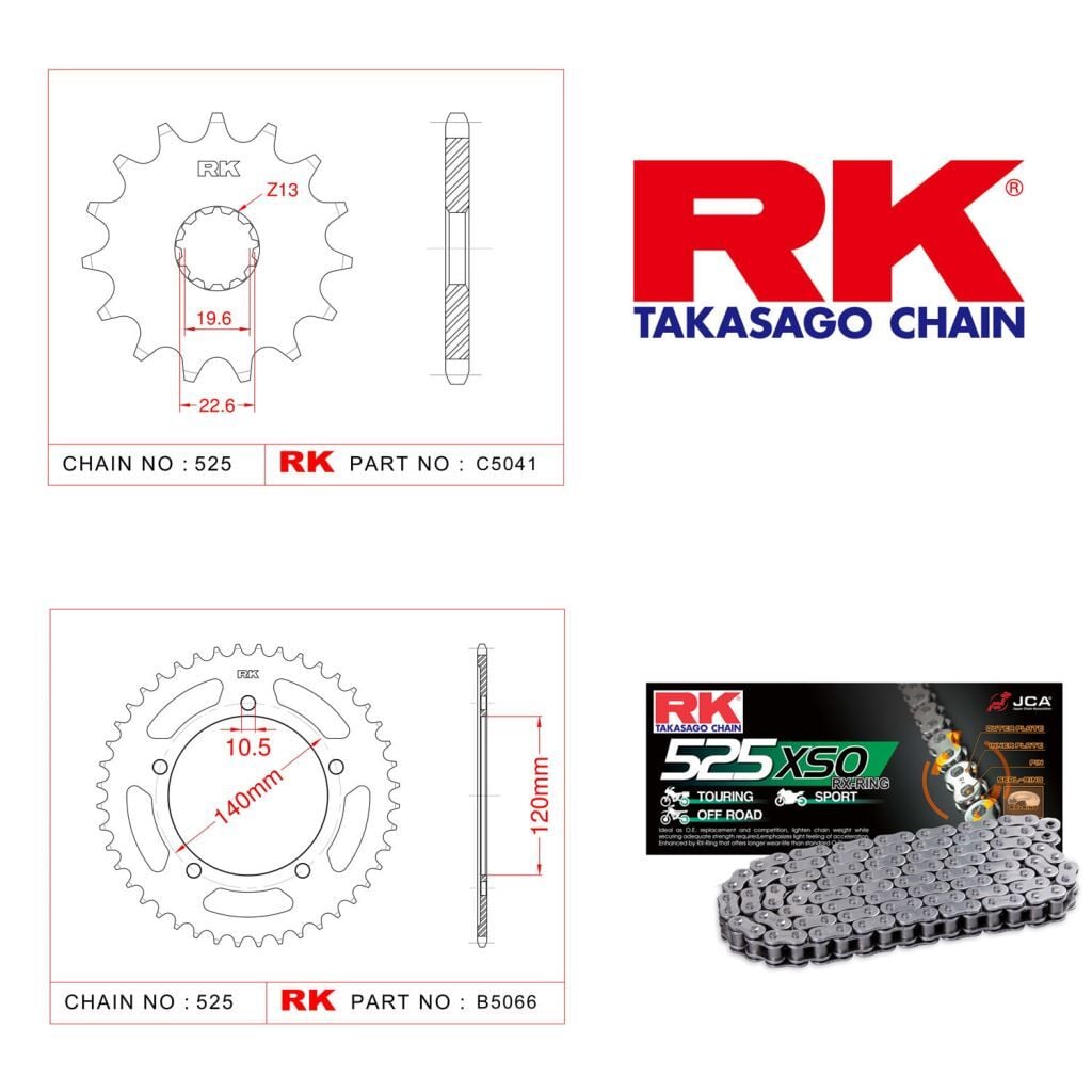 Suzuki DL 650 V-STROM Rk X-ring Zincir Dişli Set 525 XSO-15/47T