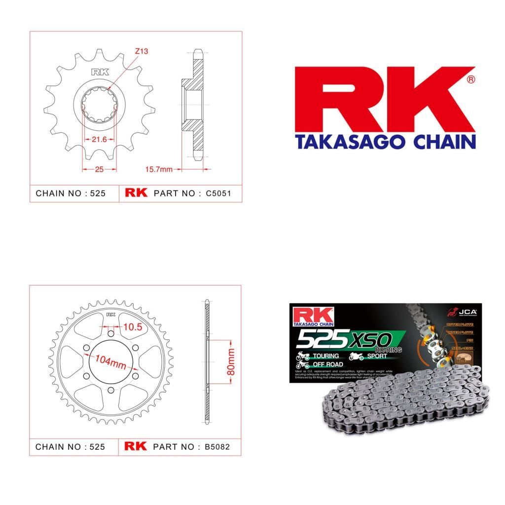 Kawasaki ZX-6 R Rk X-ring Zincir Dişli Set 525 XSO-15/40T
