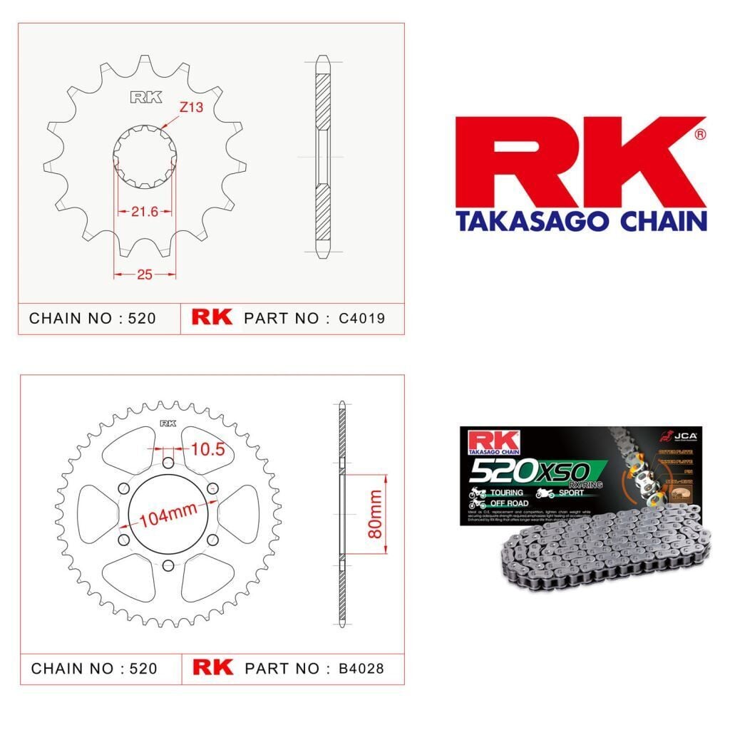 Kawasaki KLE 650 VERSYS Rk X-ring Zincir Dişli Set 520 XSO-15/46T