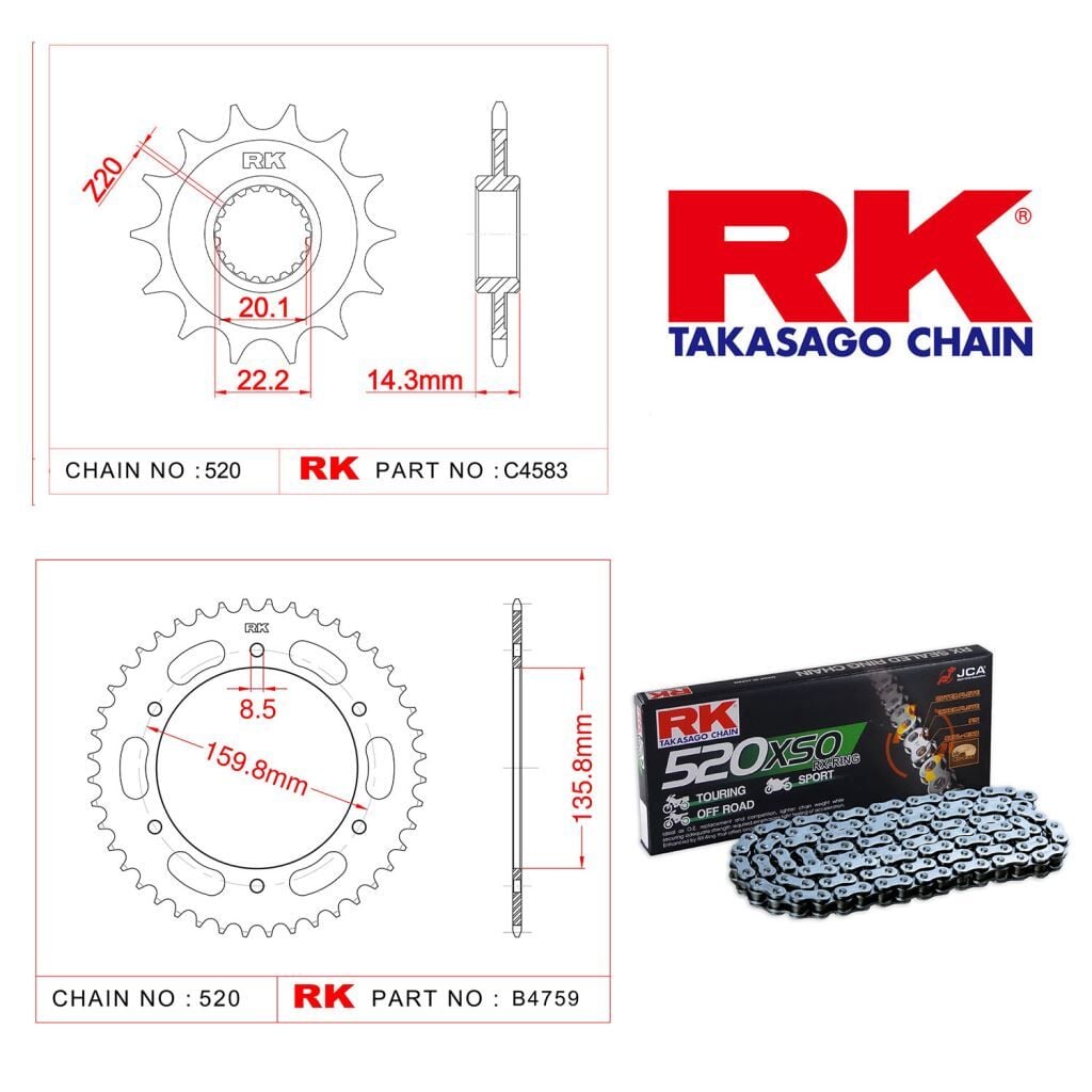 Bmw G 310 GS Rk Zincir Dişli Set 520 XSO X-Ring 16/40T
