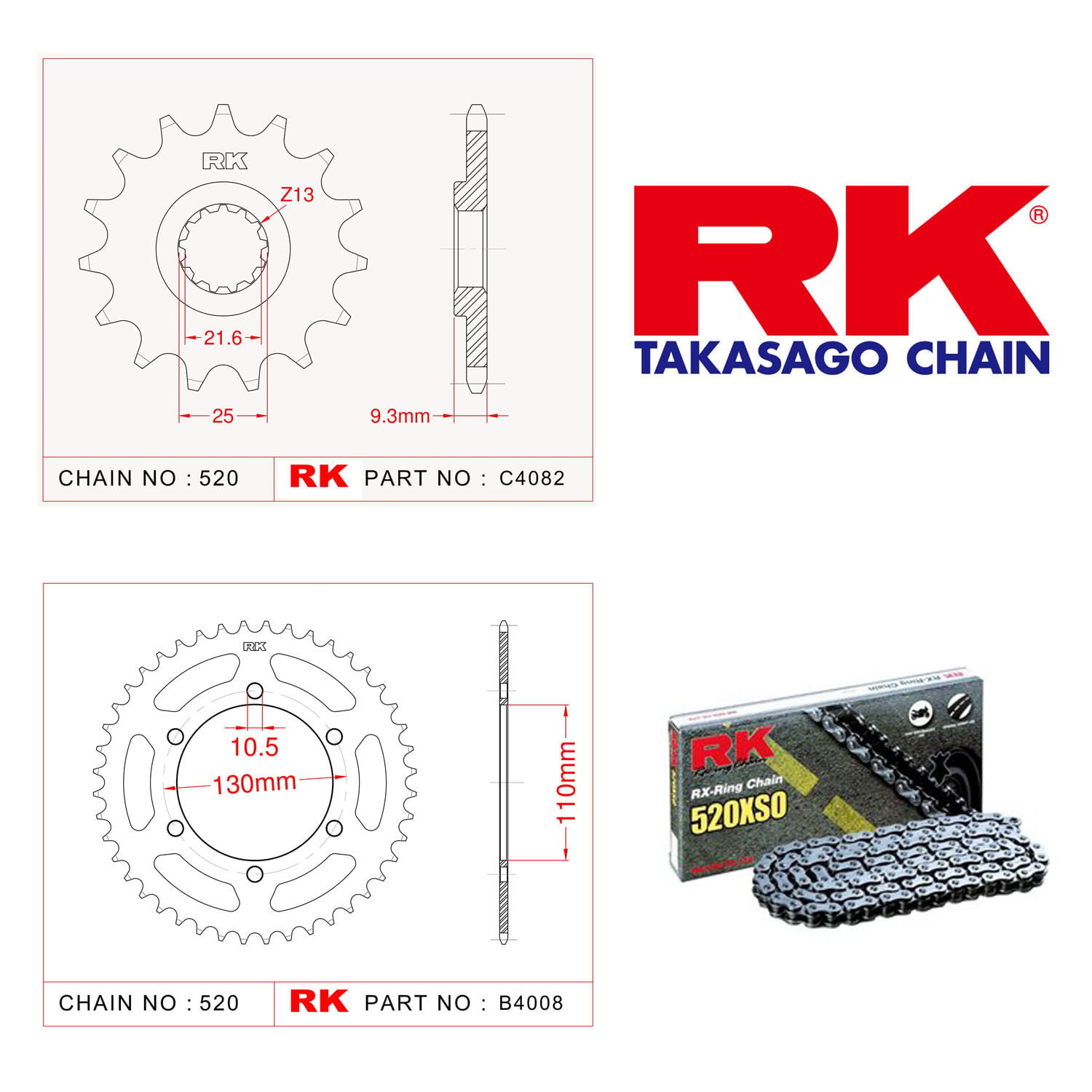 Kawasaki Z 250 SL Rk X-ring Zincir Dişli Set 520 XSO 14/42T