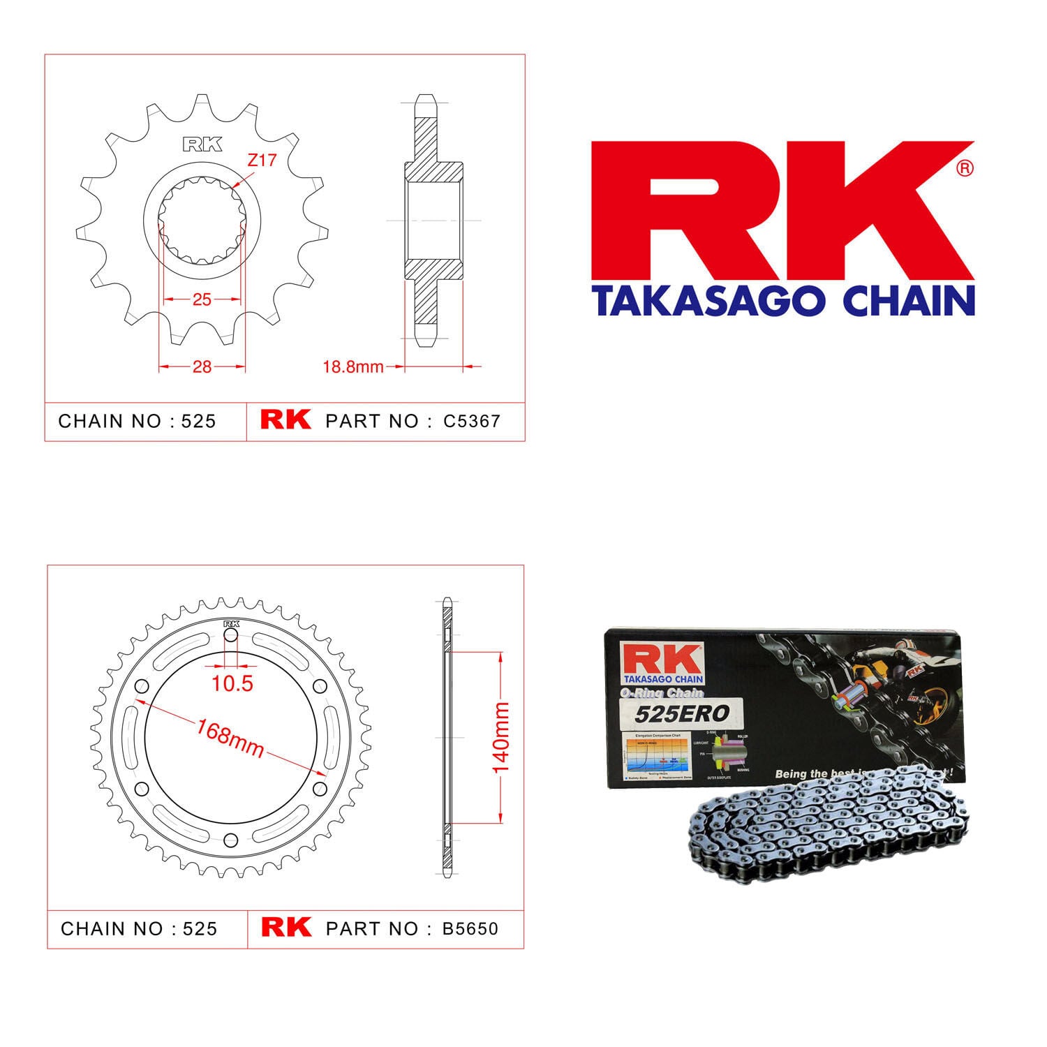 Bmw F 700 GS Rk Zincir Dişli Set 525 ERO O-Ring 17/42T