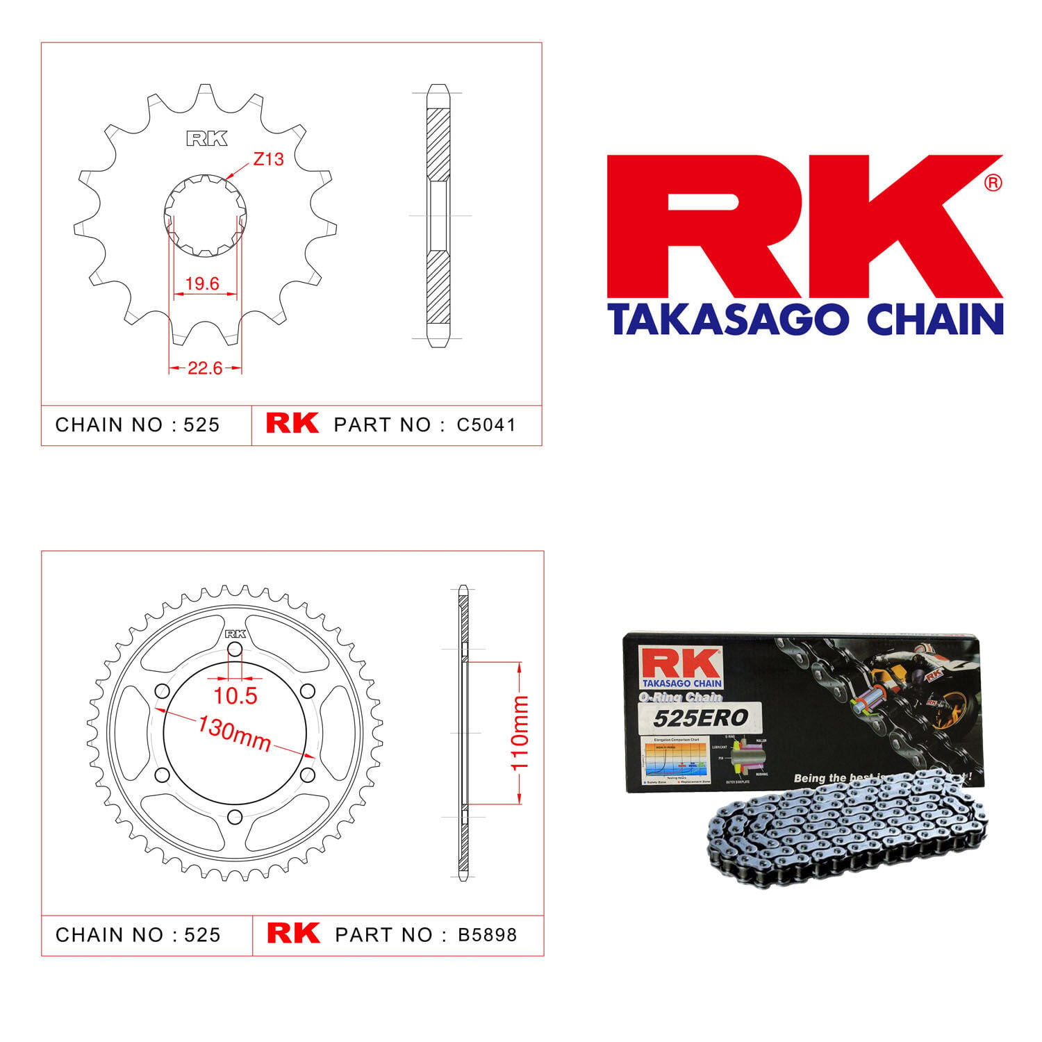 Suzuki GSX-R 600 Rk Zincir Dişli Set 525 ERO O-Ring 16/43T