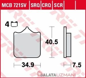 RKS SRT 900SX  Ön Sinter Fren Balatasi TRW MCB721SV