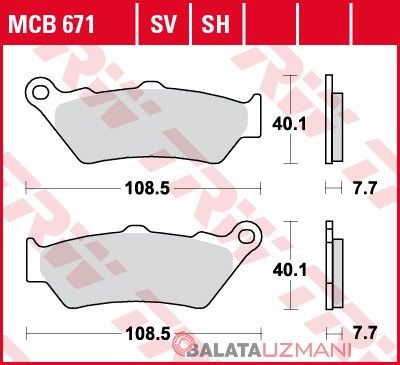 Aprilia ETV 1000 CapoNord, ABS (2001->2009) Ön Organik Fren Balatasi TRW MCB671*