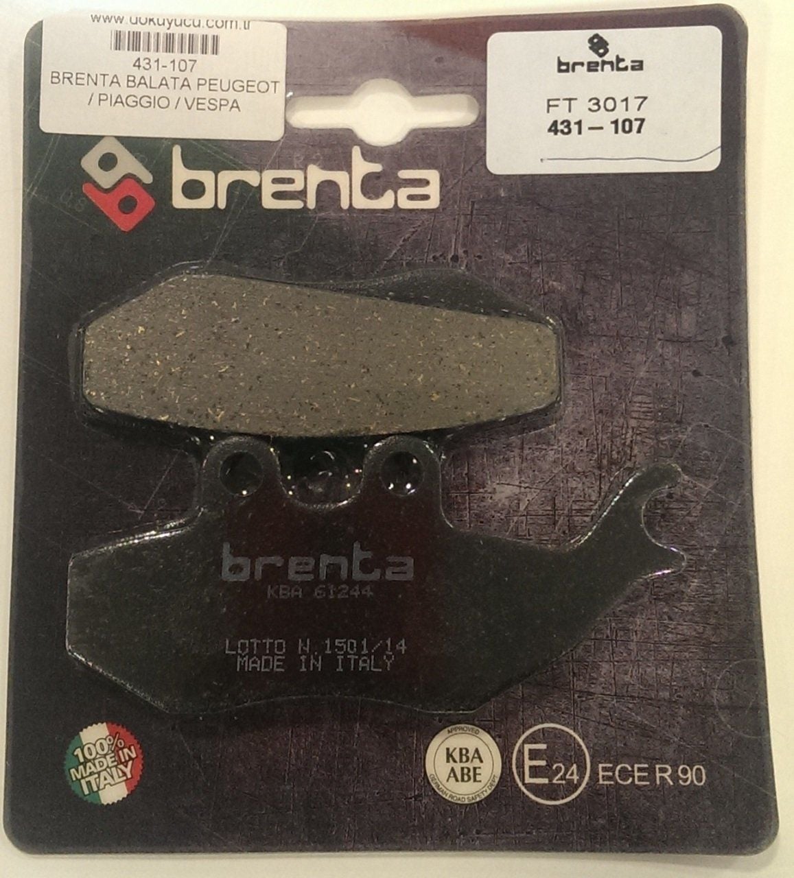 PEUGEOT / PIAGGIO / VESPA BRENTA Ön BALATA 431-107 EBC KODU FA194
