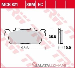 Kymco Dtx 360  -250 cc (2021 ->2026 ) Arka Sinter Fren Balatasi TRW MCB821SRM