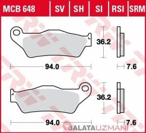 Ducati 950 Multi strada (2017-> --) Arka Sinter Fren Balatasi TRW MCB 648