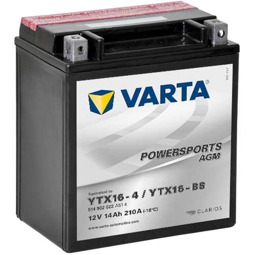 VARTA  YTX16- 12V14 AH Kuru Bakımsız Akü Peugeot XP 400 AKÜSÜ (YTX16--BS) 12V 18Ah 270CCA 150x87x161 motosiklet aküsü