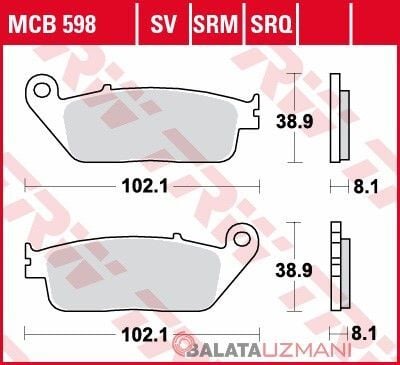Suzuki Burgman 650 (2008-> --) Arka  Sinter Fren Balatasi TRW MCB598SV